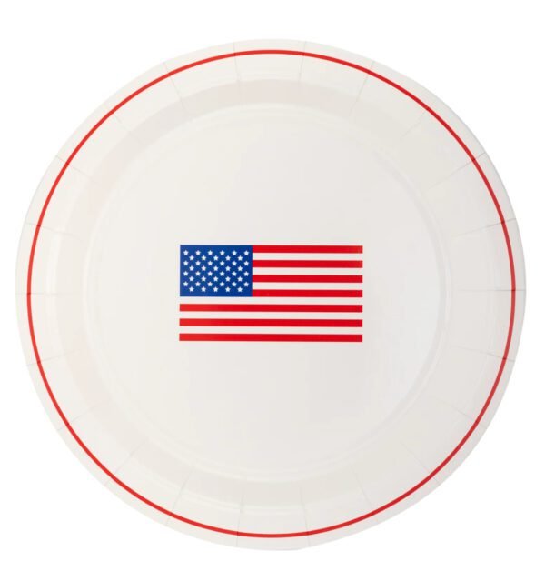 USA Round Flag Plates