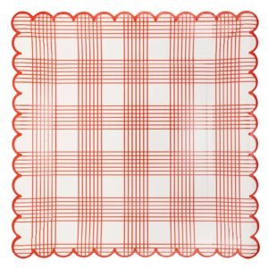Red Stripe Checked Plates