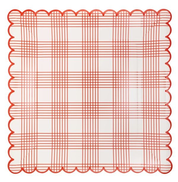 Red Stripe Checked Plates