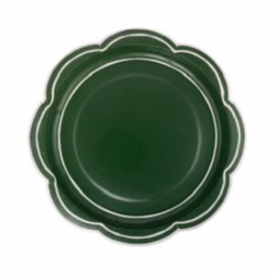Green Scalloped Cream Lines Plate
