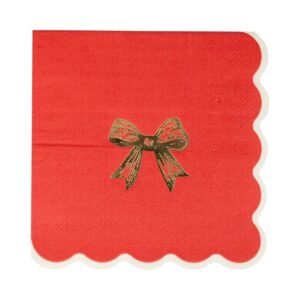 Red/gold Bow Coktail Napkins