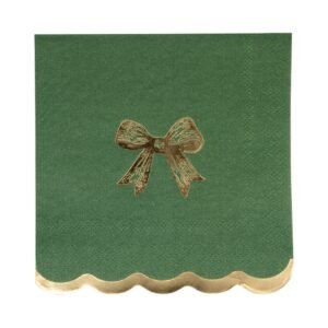 Gold/green Bow Coktail Napkins